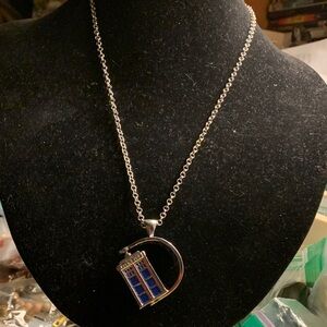 “Doctor Who”Spinning Tardis Police Box With Silver Tone Necklace